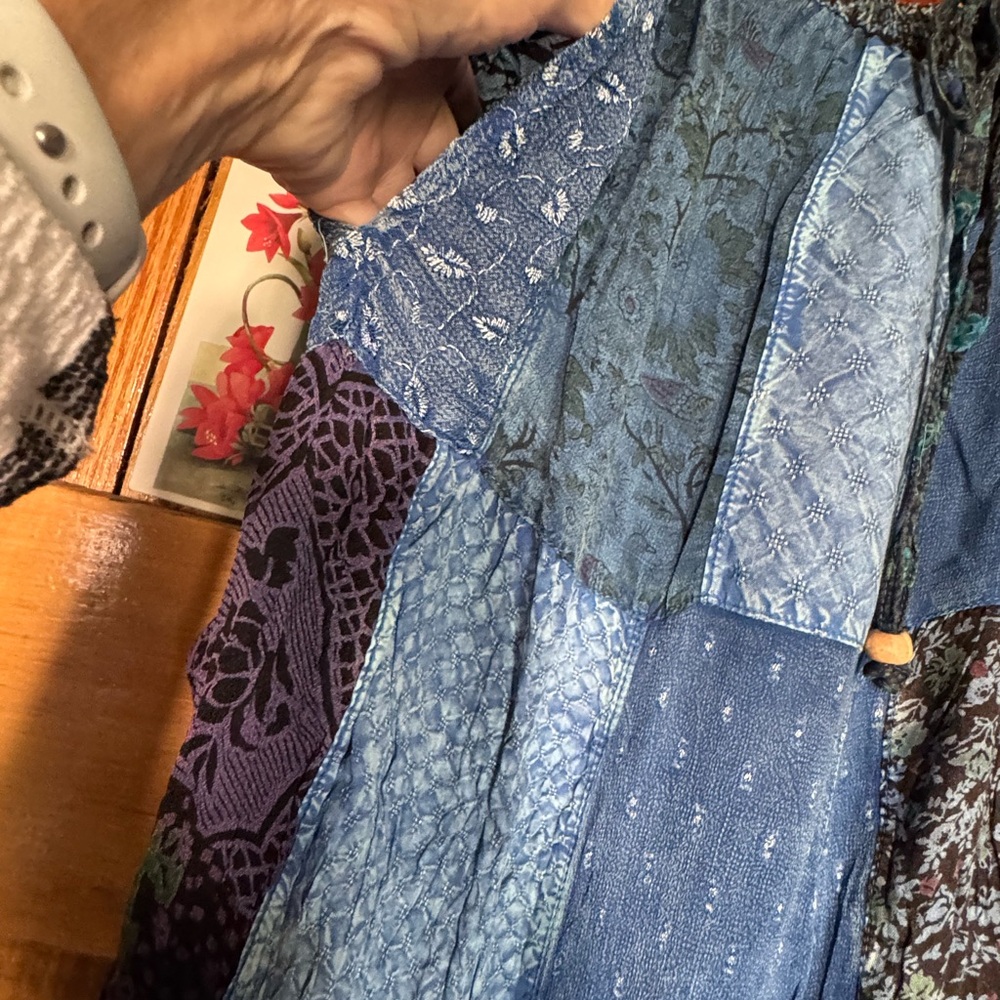 Young Threads Nwt Blue Patchwork Wide-Leg Pants W… - image 4